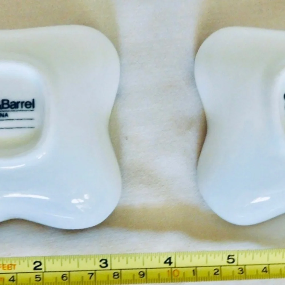 2 Crate & Barrel Ramekin scalloped edge dishes, White Cups for sauces, dips, etc